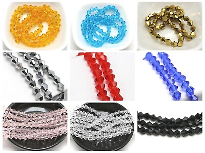 #ad 100pcs 6mm Bicone bead Faceted Crystal Glass Beads Color For Choice $2.63