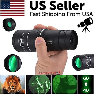 #ad 40X60 Monocular Binoculars With Night Vision BAK4 Prism High Power Waterproof $13.49