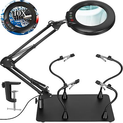 #ad Magnetic Helping Hands Soldering 10X Magnifying Glass with Light and Stand T... $85.29