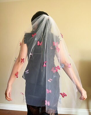#ad Wedding Veil Bridal Veil Three dimensional Elegant 3D Butterfly Decoration  $69.99