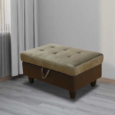 #ad Taupe Flannel And PVC Storage Ottoman Living Room Sofa Table Footstool SLUj $114.29