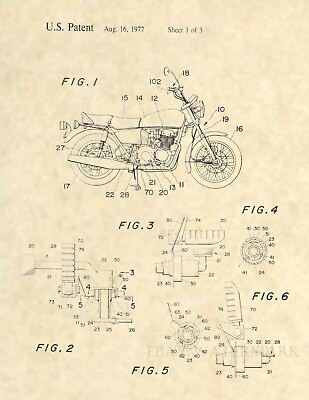 #ad Honda Motorcycle 70s Vintage Patent Art Print Antique Honda Yamaha Kawasaki 849 $12.77