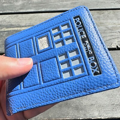 #ad Premium Doctor Who Tardis Bifold Italian Leather interior Silk Lining NEW wallet $40.00