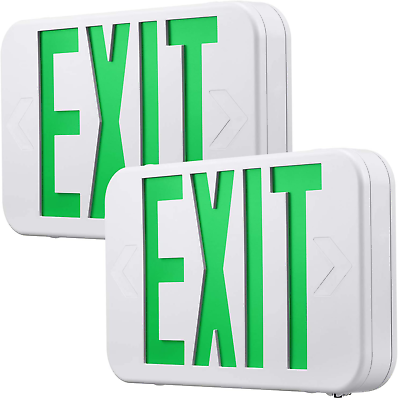#ad Green LED Exit Sign with Battery Backup UL Listed Emergency Light AC 120V 277V $24.99
