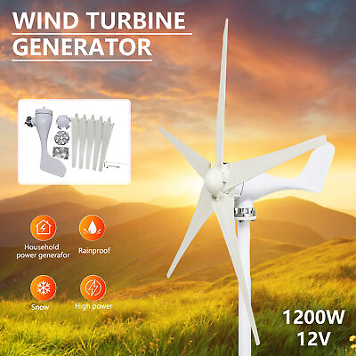 #ad 1200W DC12V Wind Generator 5 Blades Charger Controller Windmill $118.62