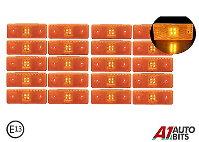 #ad 20 Pcs 12v Led Orange Amber Side Marker Light Lamp Trailer Horsebox Van E Mark GBP 24.99