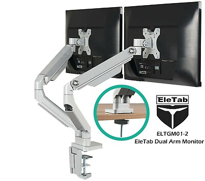 #ad EleTab Dual Arm Monitor Desk Arm ELTGM01 2 Stand Adjustable w VESA mounts LM10 $34.95