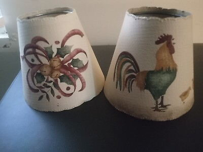 #ad Lot  2 Diane L Hawthorne Shades of Country Vintage Mini Lamp Shades Handcrafted $69.99