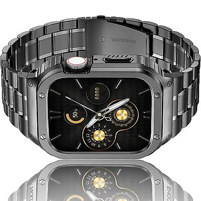 #ad Worryfree Gadgets Uni Body Metal Wristband for Apple Watch Black 45mm $41.48