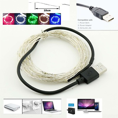 #ad 1x 5M USB power 50 LED String Light Silver Wire Xmas Party Decor Fairy Lights 5V $4.99