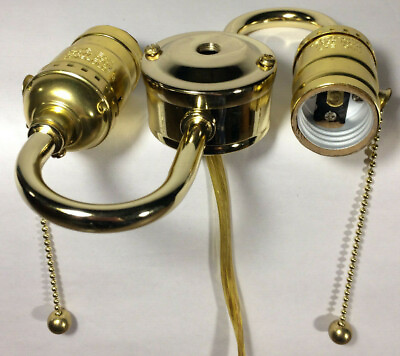 #ad New Wired S Type 2 Light Lamp Cluster w Pull Chain Sockets Brass Finish #LC412 $43.46