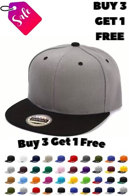 #ad Snapback Hat Flat Baseball Cap Trucker Solid Plain Blank Men Hip Hop Army CS $8.10
