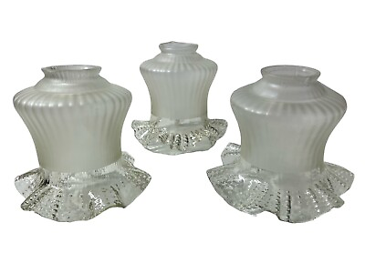 #ad #ad Vintage Lamp Shades Frosted Glass Ruffled Edge set of 3 $34.95