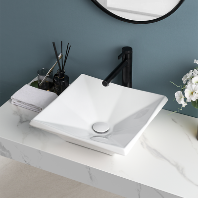 #ad Ceramic Basin Sink Rectangle Bathroom Countertop Sink Square Vessel Sink USA $86.00