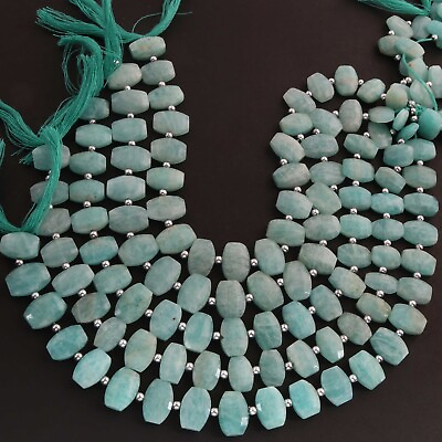 #ad 1 Strand AAA Amazonite Faceted Oval Shape Beads Straight Drill Amazonite Fancy $13.49