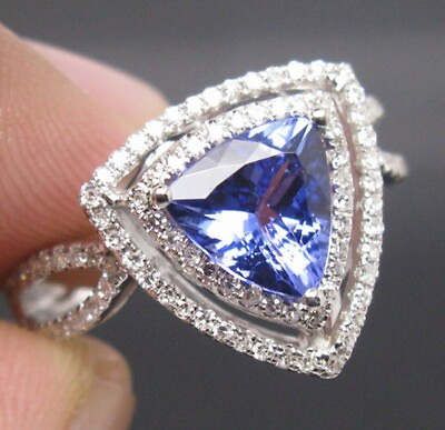 #ad 1.75Ct AA Natural Blue Tanzanite amp; IGI Certified Diamond Ring In 14KT White Gold $550.00