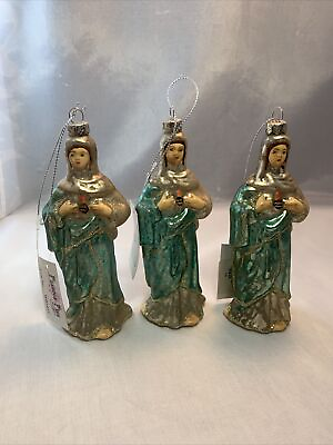 #ad Saint Virgin Mary Savior Mother of Jesus Christmas Tree Glass Ornament Qty 3 New $16.99