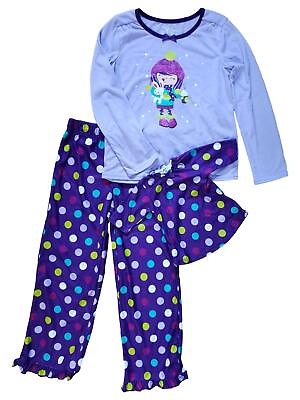 #ad Girls Purple Polka Dot Print Glitter Pajama PJ Set amp; Doll Sleep Dress $24.99
