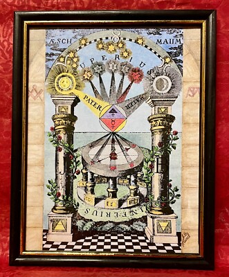 #ad COMPASS OF THE WISE HERMETIC amp; MASONIC PRINT * HAND COLORED AUGMENTED amp; FRAMED $124.99