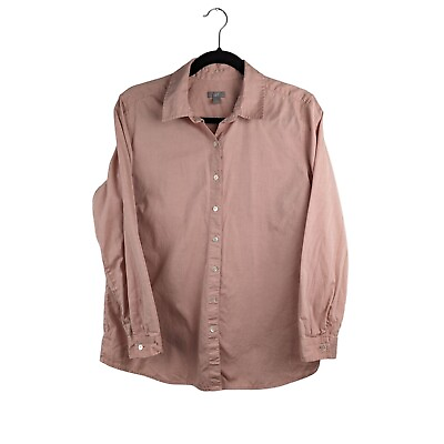 #ad J. Jill Womens Button Front Shirt Size S 100% Cotton Long Sleeve Collared Blush $23.88
