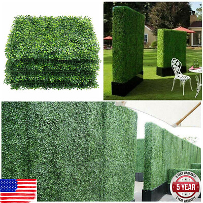 #ad 24pcs Artificial Boxwood Mat Wall Hedge Decor Privacy Fence Panels Grass 10x10quot; $34.90