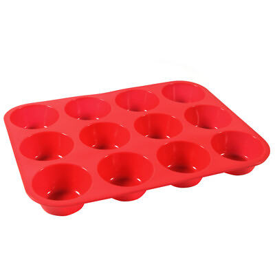 #ad 12 Mould Muffin Cupcake Yorkshire Pudding Large Silicone Non Stick Bakeware Tray $2.99