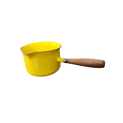 #ad Copco ? Pour Saucepan Spouted Sunshine Yellow Wood Handle MCM 50s Metal $31.99