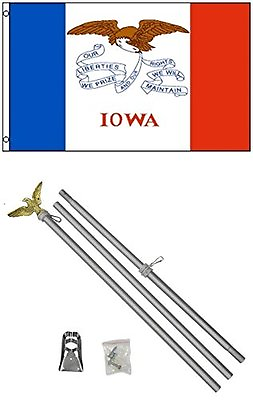 #ad 3x5 State of Iowa Flag Aluminum Pole Kit Set 3#x27;x5#x27; $23.88