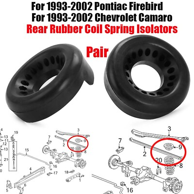 #ad For 1993 02 Camaro Firebird Rear Rubber Coil Spring Isolators Pair Reproduction $60.99