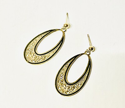 #ad Gold Flower Earrings Plumeria Flower Dangling Earrings $40.00