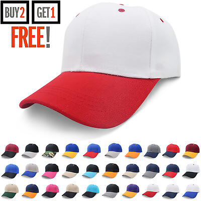 #ad Baseball Cap Men Plain Blank One Size Adjustable Solid Hat Polo Style Visor $7.99
