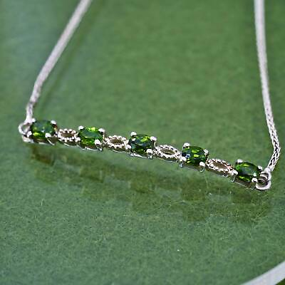 #ad Size adjustable Vintage sterling silver bracelet 925 box chain with peridot $43.00
