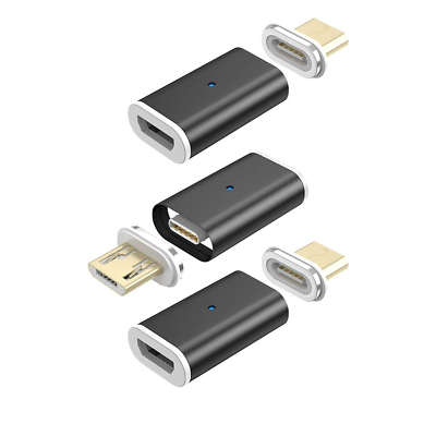 #ad Gen10 Magnetic Micro USB to Micro USB Adapter Converter 3 Pack Black $18.99