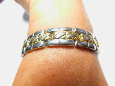 #ad Mixed Metals Linked Therapeutic Magnetic 7 1 2 inch Bracelet Vintage $8.16