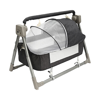 #ad Portable Electric Baby Swing Cradle Bassinet Rocking Crib Infant W Bluetooth $108.30