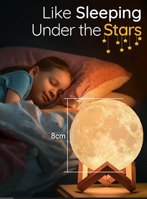 #ad 3D Moon Night Light Table Lamp USB Charging Remote Touch Control Home Decor Gift $9.80
