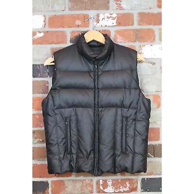 #ad Vintage Banana Republic Black Quilted Puffer Vest Medium Down Feather Zip $25.00