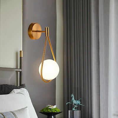 #ad 1*Pair Globe Glass Lamp Shade Led Single Light Indoor Wall Light Sconce Modern $107.35