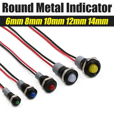 #ad Round Type Black Body Metal LED Warning Indicator Light Signal Lamp Pilot Wire $4.99