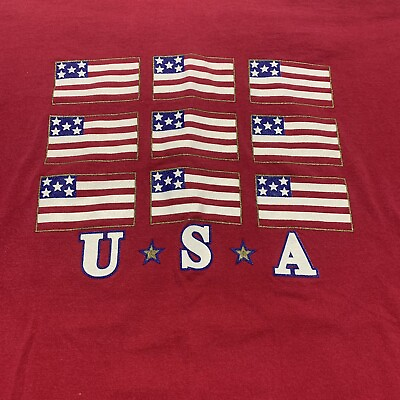 #ad Vintage American Flag T Shirt Single Stitch USA Made Red Men’s XL $8.00