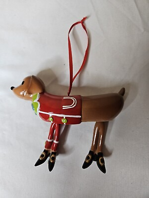 #ad Dachshund Weiner Dog wearing sweater Christmas Tree Ornament Dangle Legs $17.99