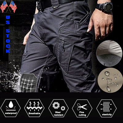 #ad US Men Tactical Cargo Pants Soldier Multi Pocket Work Combat Trousers Outdoor $15.99