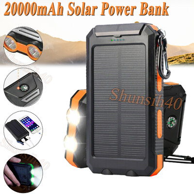 #ad 20000mAh Portable Solar Power Bank Dual USB Output External Battery Charger 2024 $13.92