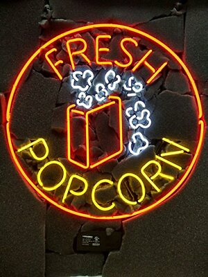 #ad New Fresh Popcorn Neon Light Sign 24quot;x24quot; Lamp Poster Real Glass Beer Bar $222.17
