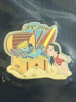 #ad RARE Disney Pin Stitch amp; Lilo Surf Beach Treasure Chest HTF LE 250 NIP $74.77