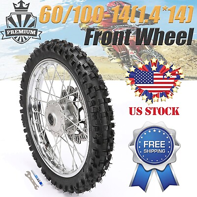 #ad 60 100 14 1.4x14 Front Wheel Tire Rim For Dirt Pit Bike KX65 CRF50 110cc 125cc $95.59