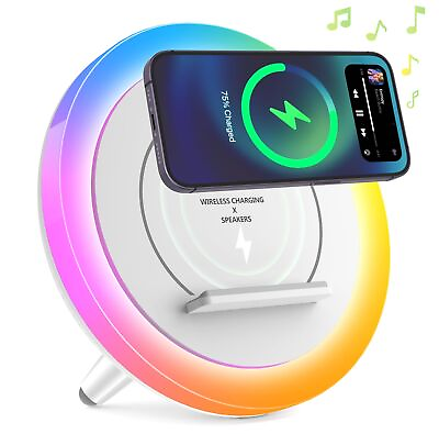#ad Night Light Bluetooth SpeakerWireless Charger Stand LED Music LampColor Cha... $44.01