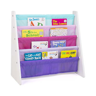 #ad Forever Kids Book Rack Storage Bookshelf 4 Tiers White Pink Purple $27.37