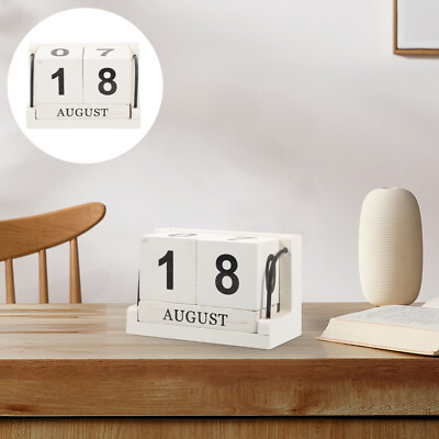 #ad Calendar Blocks Desk Wooden Desktop Perpetual Rustic Month Date Display Office $18.90
