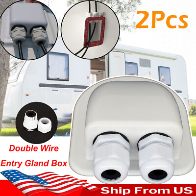 #ad 2x Double Wire Cable Entry Gland RV Caravan Roof Solar Boat Panel Junction Box $13.56